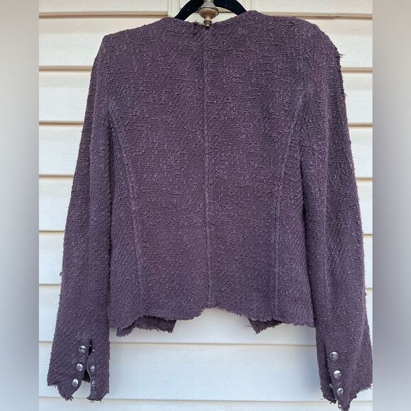 IRO Rich Chocolate/Purple/Mauve Tweed Cropped Jacket/Blazer, Size 36 (US S) - Picture 3 of 13